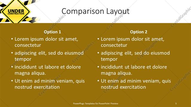Comparison presentation slide layout