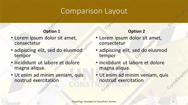 Comparison presentation slide layout