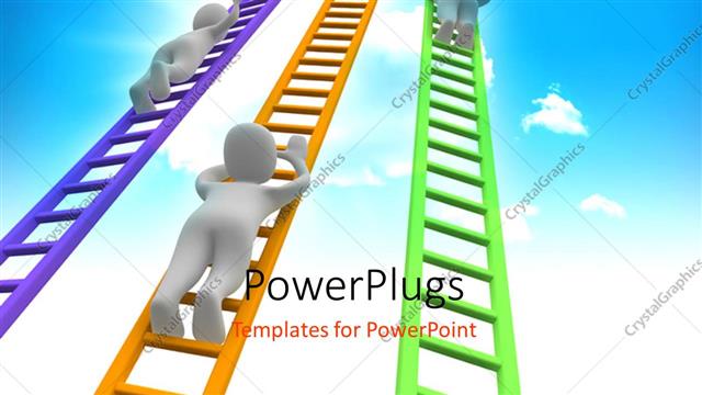  Presentation with climbing - White figures climbing ladders into the sky