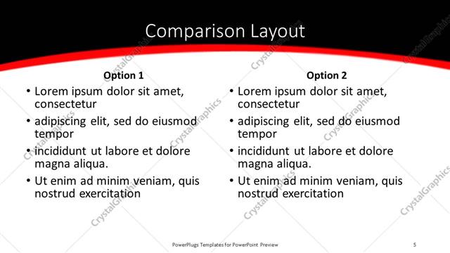 Comparison presentation slide layout