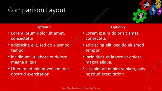 Comparison presentation slide layout