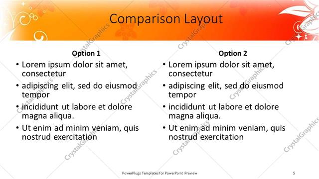 Comparison presentation slide layout