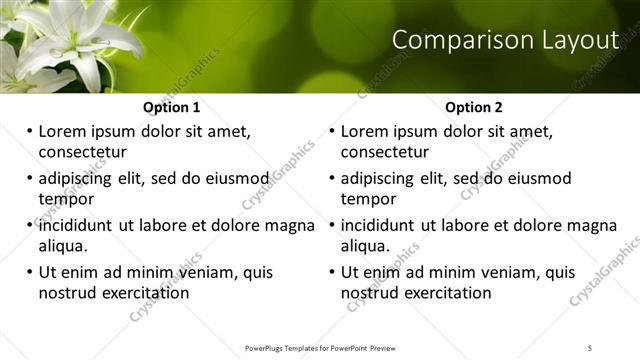 Comparison presentation slide layout