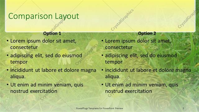 Comparison presentation slide layout