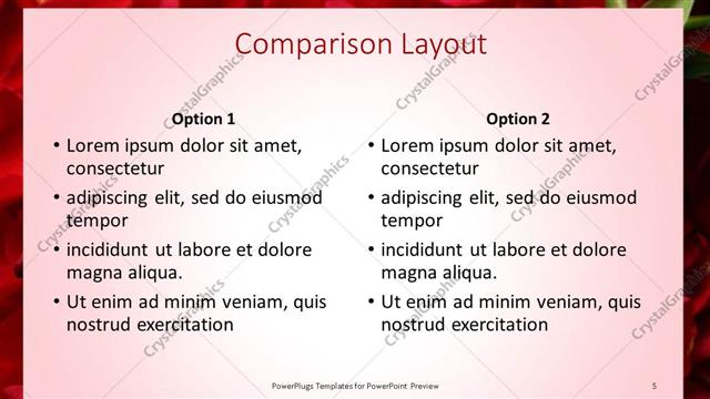 Comparison presentation slide layout