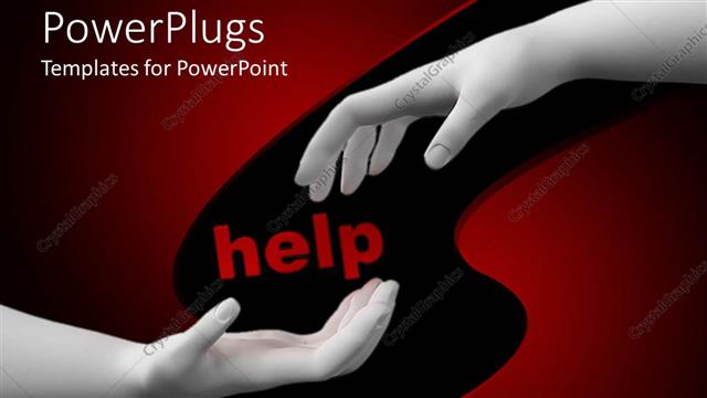  Presentation with white letters - White hands reaching toward center around Help in red letters