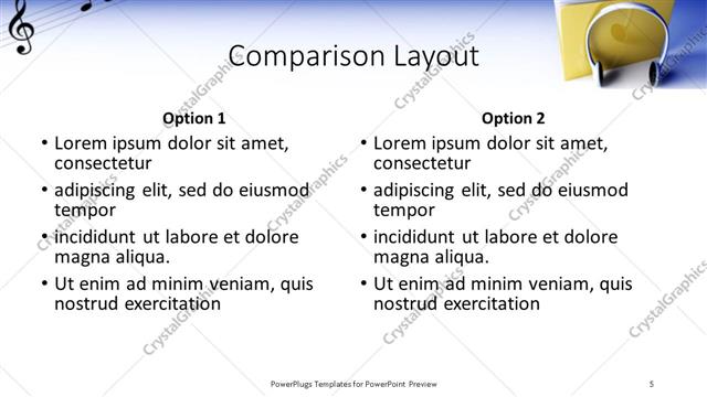 Comparison presentation slide layout