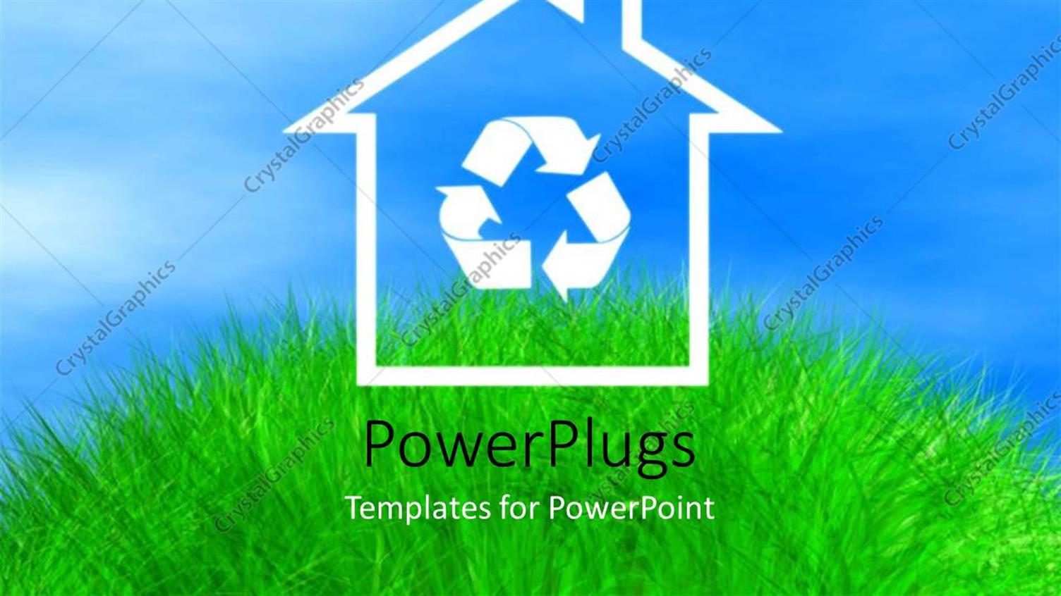 Featuring White House Outline with Recycle Symbol Over Green Field 