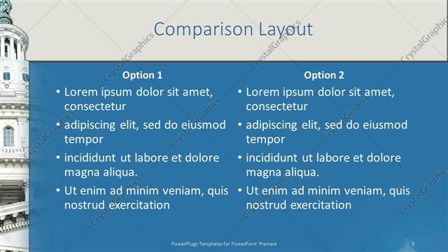 Comparison presentation slide layout