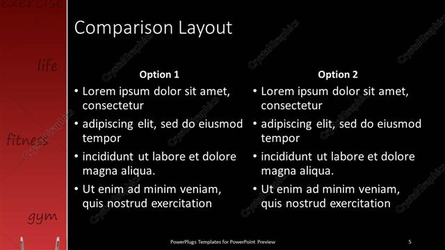 Comparison presentation slide layout