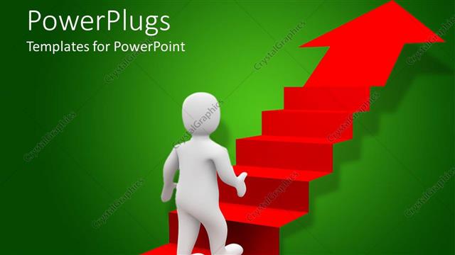  Presentation with climbing - White human climbing up red arrow staircase