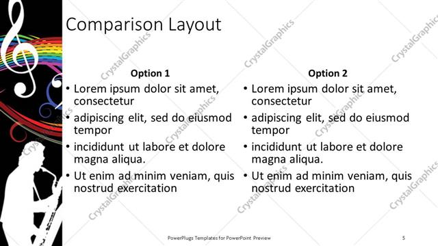 Comparison presentation slide layout