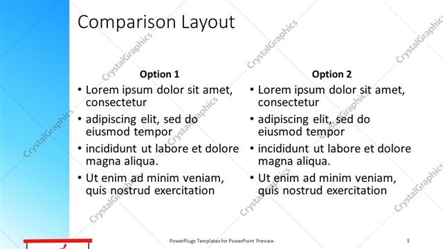 Comparison presentation slide layout