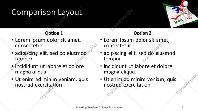 Comparison presentation slide layout