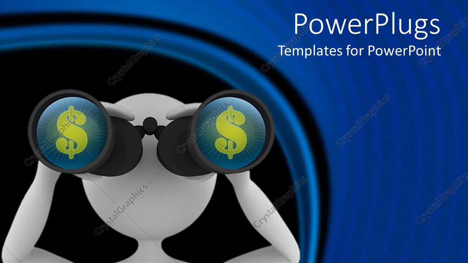 Featuring White Human Figure Looking Through a Telescope with Dollar Signs