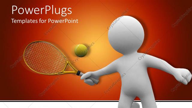  Presentation with tennis - White human figure with tennis ratchet hitting tennis ball