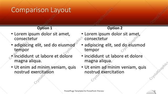 Comparison presentation slide layout