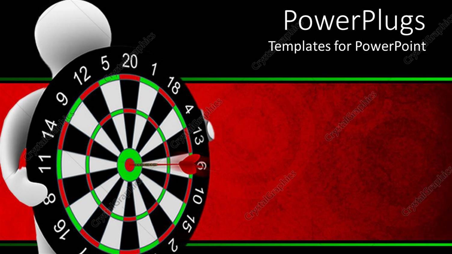 Featuring White Human Holding Dart Board with Dart on Bulls Eye