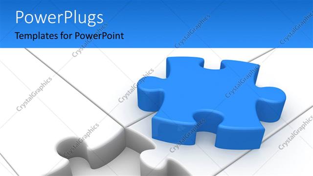  Presentation with jigsaw - White jigsaw puzzle with blue colored missing piece on top