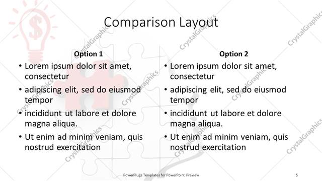 Comparison presentation slide layout