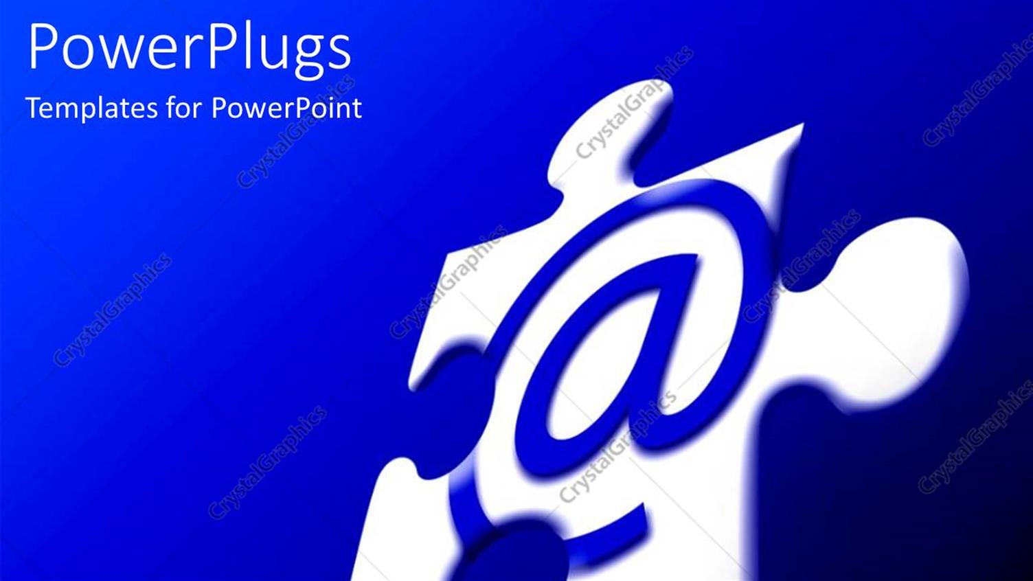 Featuring White Jigsaw Puzzle Piece with Blue at Sign