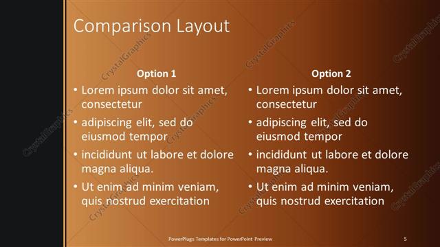 Comparison presentation slide layout