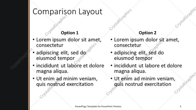 Comparison presentation slide layout