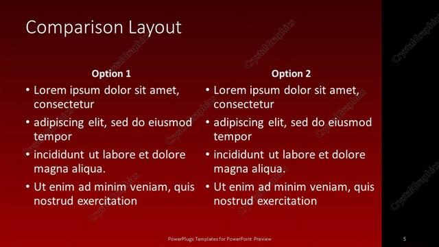 Comparison presentation slide layout