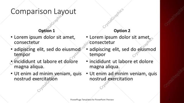 Comparison presentation slide layout