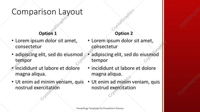 Comparison presentation slide layout