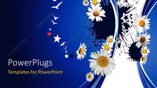  Presentation with lily flower - White lily and birds with blue color