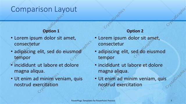 Comparison presentation slide layout
