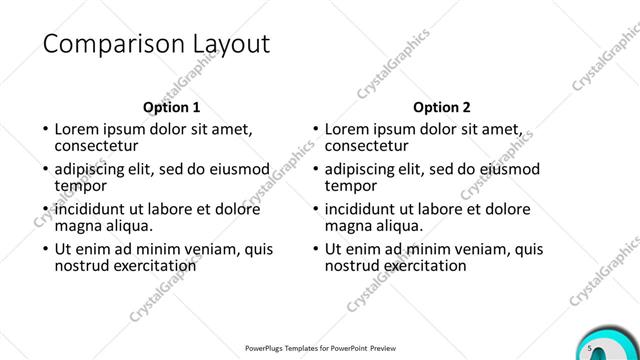 Comparison presentation slide layout
