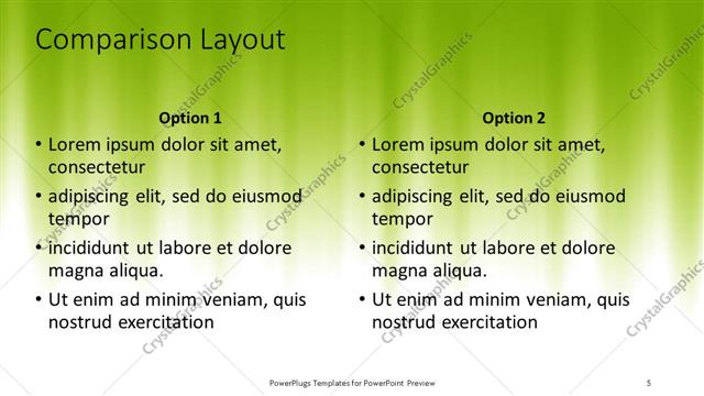 Comparison presentation slide layout