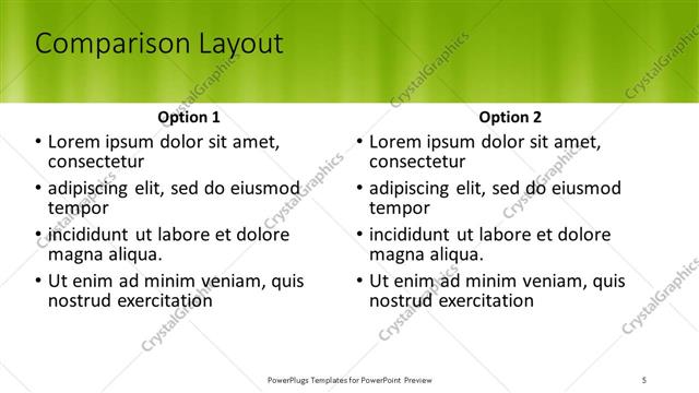 Comparison presentation slide layout