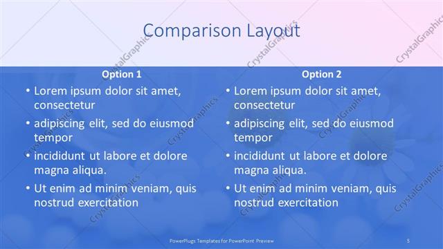 Comparison presentation slide layout