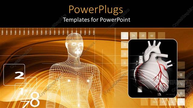  Presentation with heart medical - White mesh depiction of a human with a heart beside it