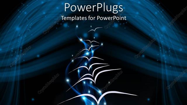  Presentation with magic book - White open book with depiction of inspiration flowing out