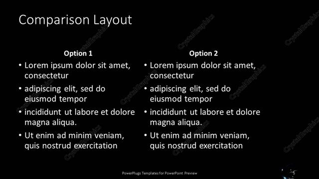 Comparison presentation slide layout