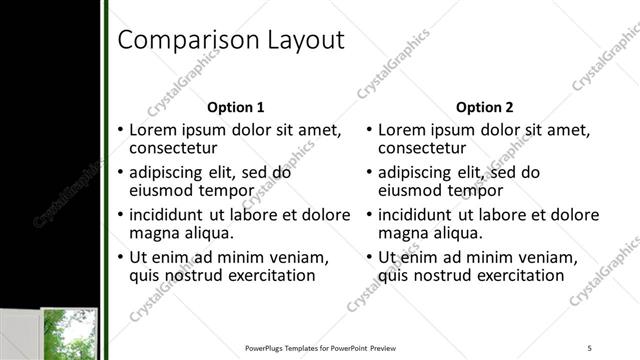 Comparison presentation slide layout
