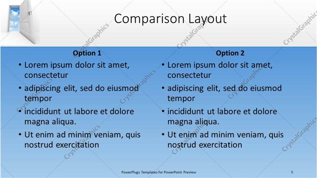 Comparison presentation slide layout