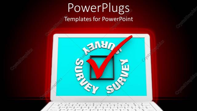  Presentation with green screen - White open laptop with a green screen and a red check mark