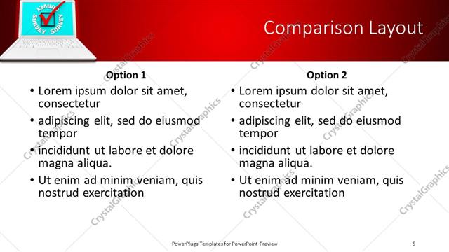 Comparison presentation slide layout