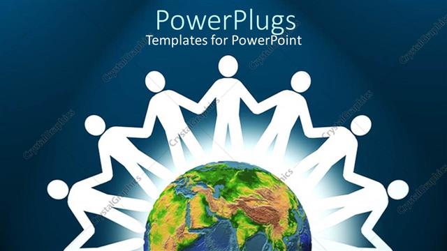  Presentation with doll paper - White paper doll cutouts around a globe