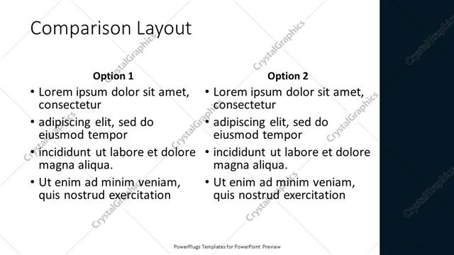 Comparison presentation slide layout