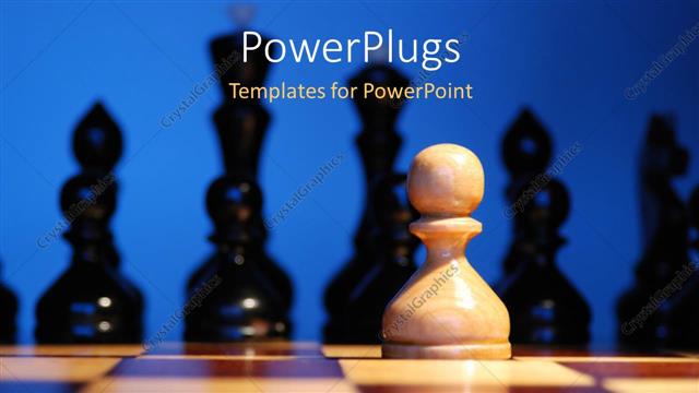  Presentation with chess board - A white pawn with other chess pieces on a chess board