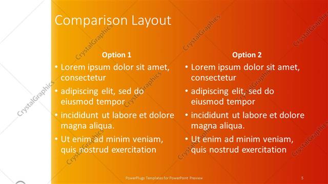 Comparison presentation slide layout