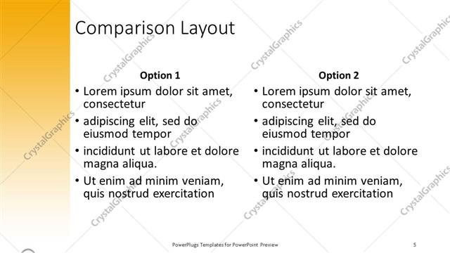 Comparison presentation slide layout