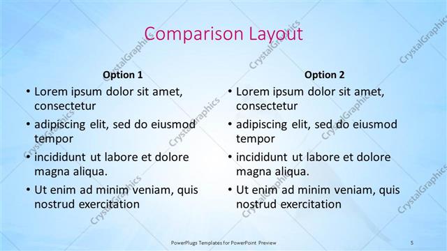 Comparison presentation slide layout