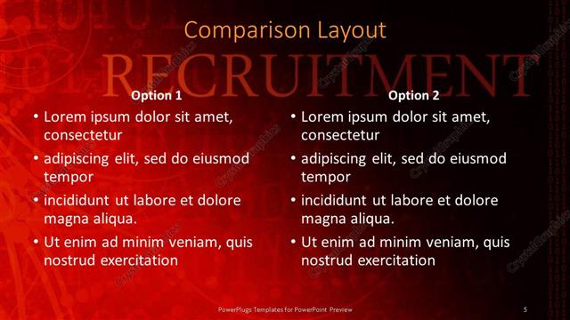 Comparison presentation slide layout